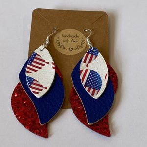 Patriotic Lightweight Faux Leather Earrings